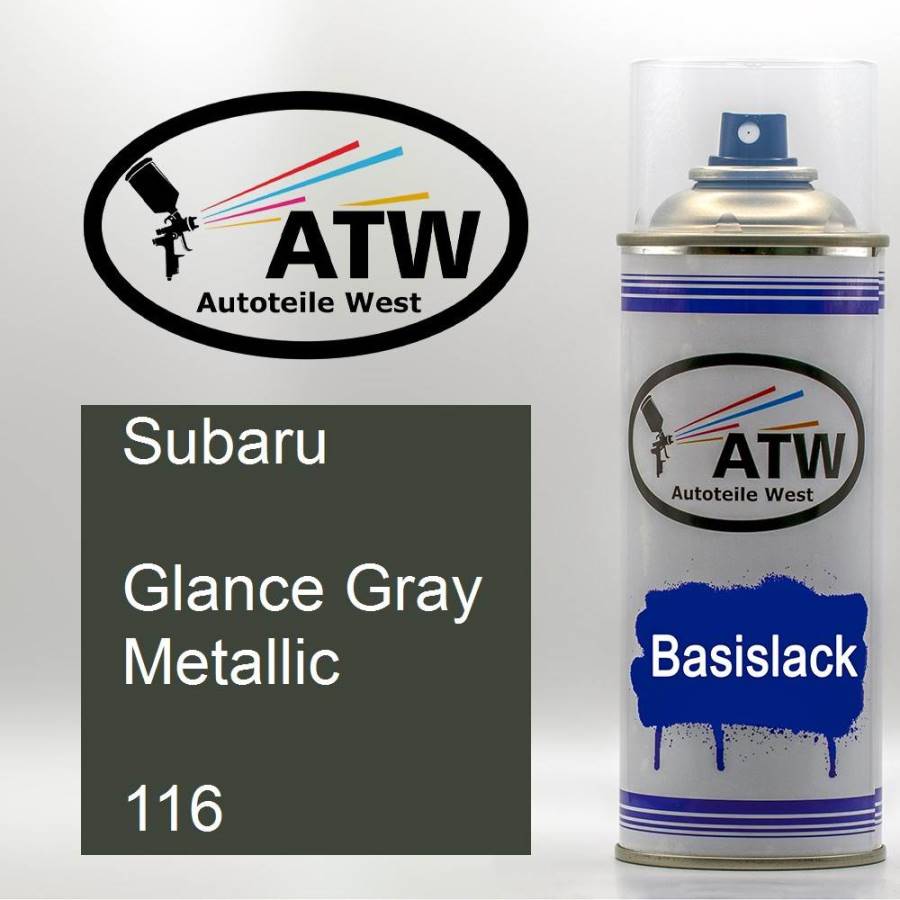 Subaru, Glance Gray Metallic, 116: 400ml Sprühdose, von ATW Autoteile West.